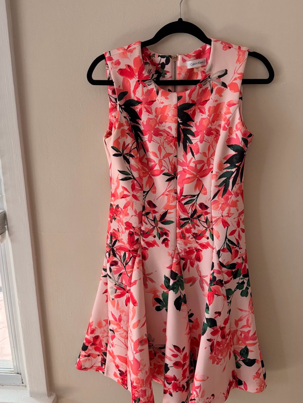 Calvin Klein Ladies Pink Floral Fit & Flare Dress size 6